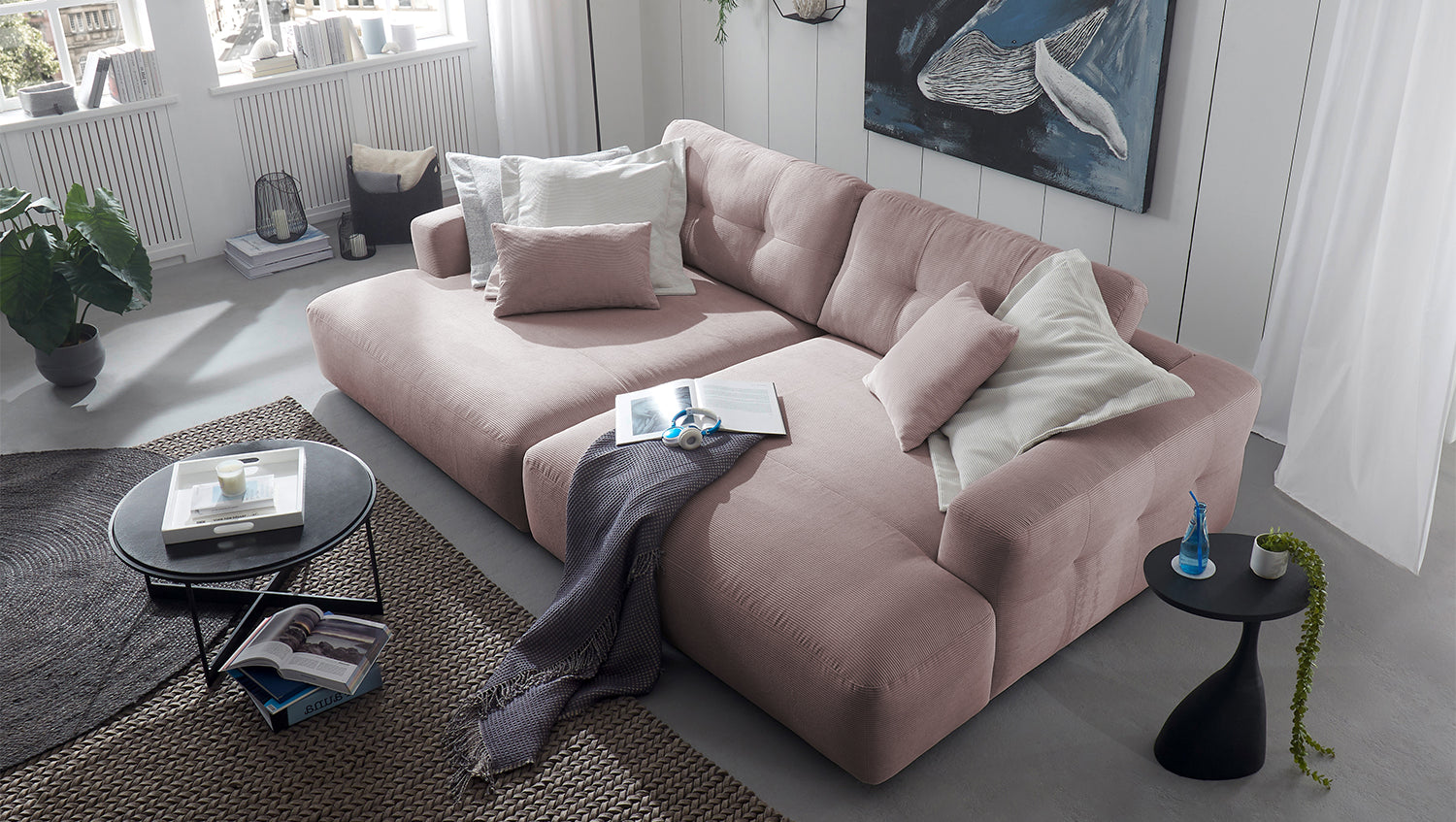 KAWOLA Big Sofa MIKA Feincord rosa