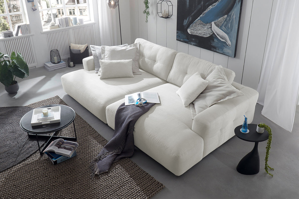 KAWOLA Big Sofa MIKA Feincord weiß