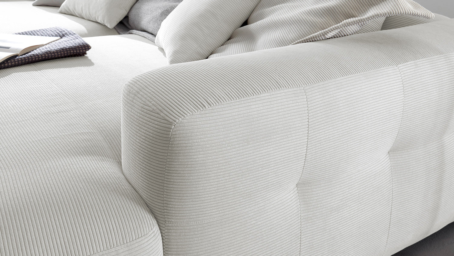 KAWOLA Big Sofa MIKA Feincord weiß