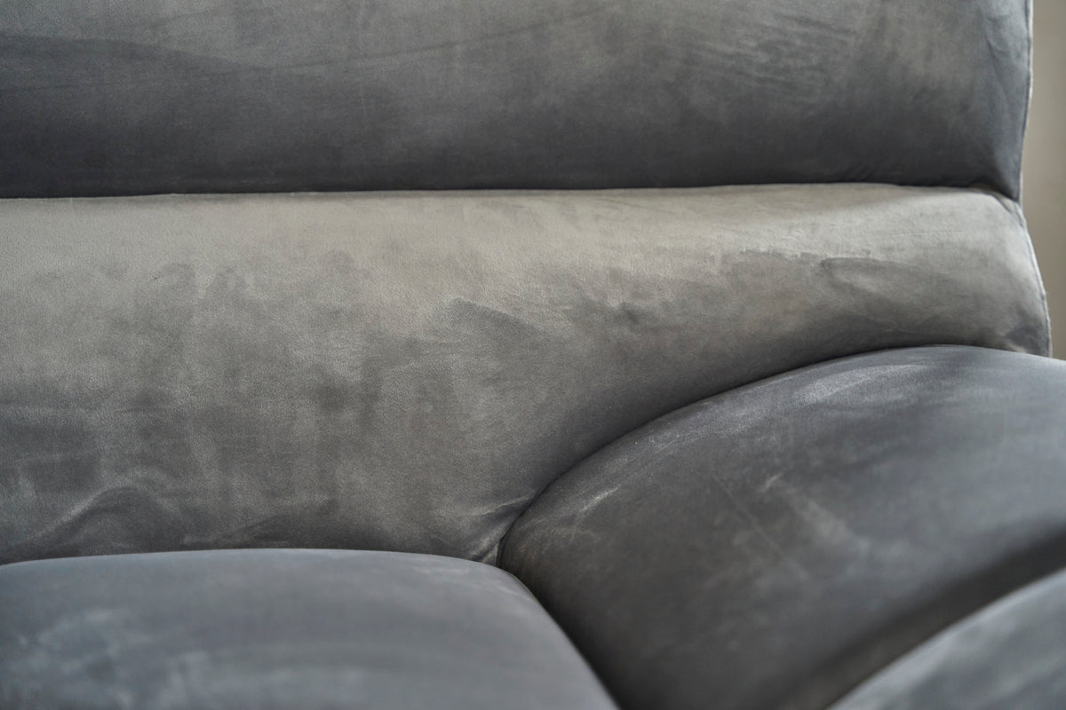 KAWOLA Big Sofa NERLA Stoff Velvet Silber