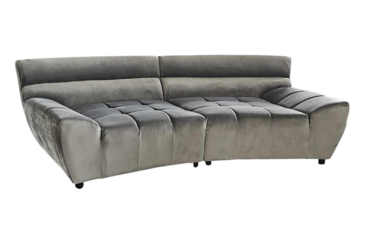KAWOLA Big Sofa NERLA Stoff Velvet Silber