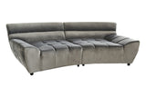 KAWOLA Big Sofa NERLA Stoff Velvet Silber