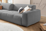 KAWOLA Big Sofa PALACE 3-Sitzer mit Sitztiefenverstellung Cord grau