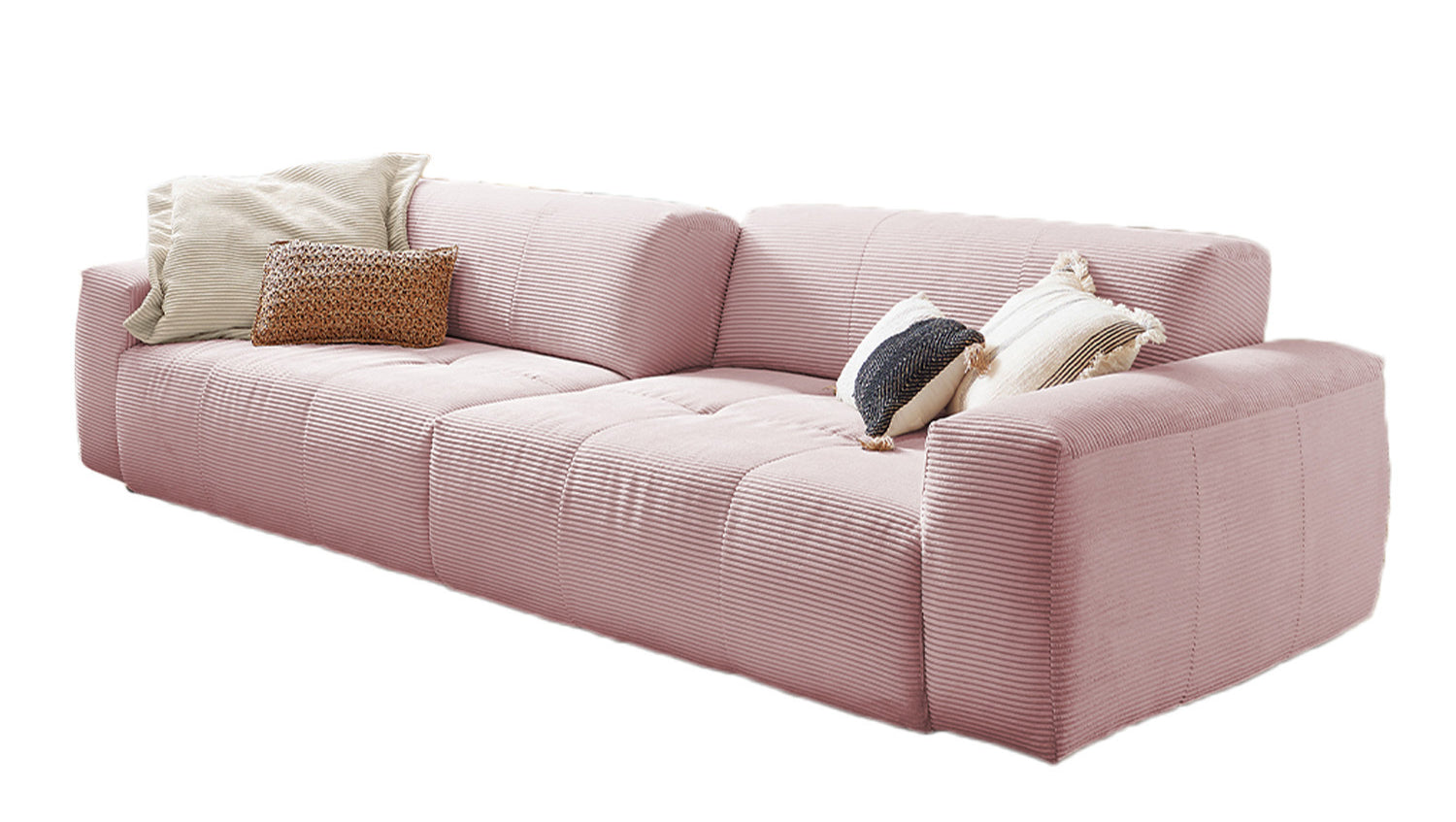 KAWOLA Big Sofa PALACE 3-Sitzer mit Sitztiefenverstellung Cord rosa