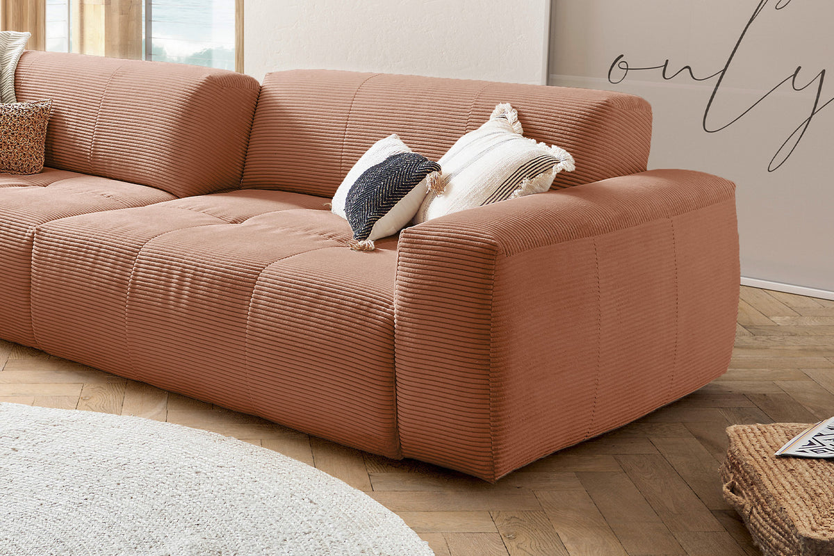 KAWOLA Big Sofa PALACE 3-Sitzer mit Sitztiefenverstellung Cord rost