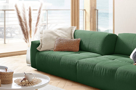 KAWOLA Big Sofa PALACE 3-Sitzer mit Sitztiefenverstellung Cord smaragd