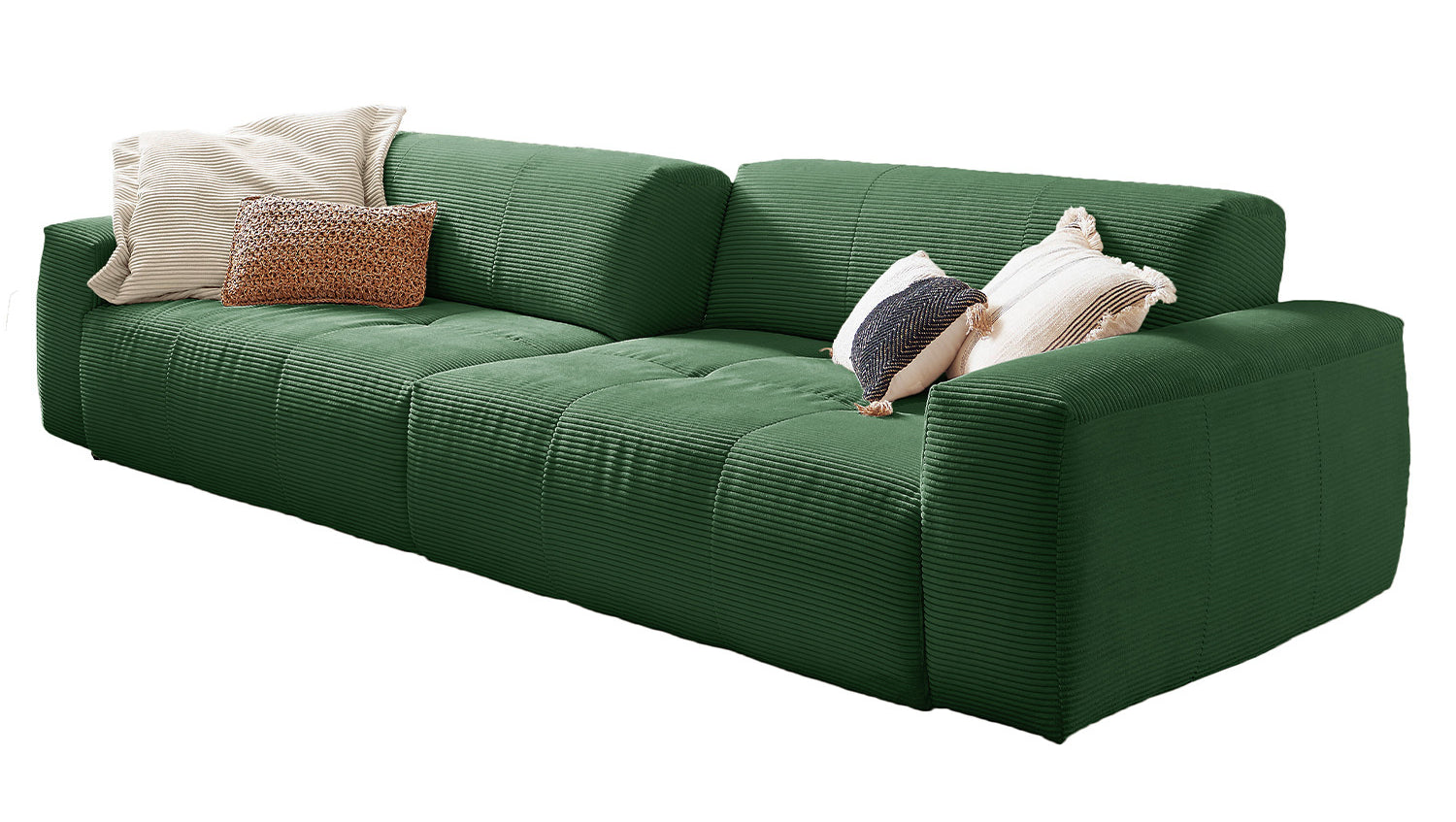 KAWOLA Big Sofa PALACE 3-Sitzer mit Sitztiefenverstellung Cord smaragd