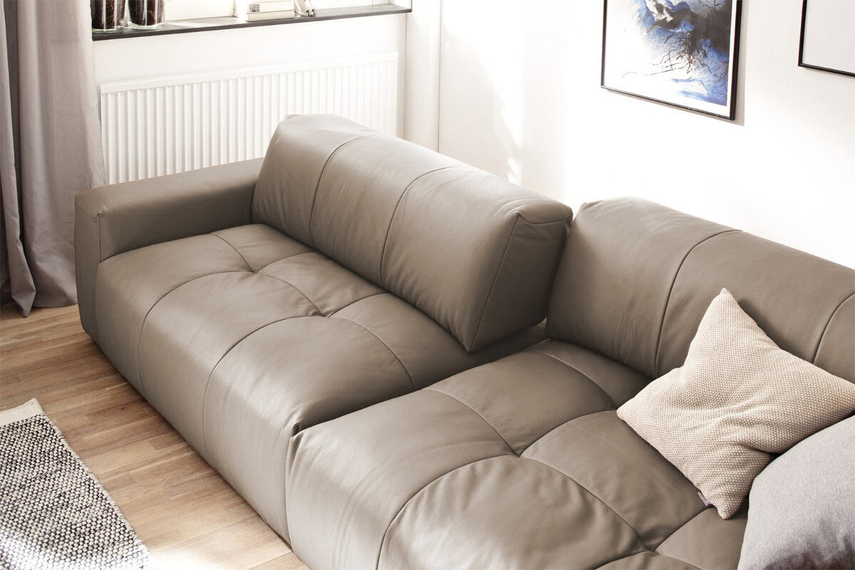 KAWOLA Big Sofa PALACE 3-Sitzer mit Sitztiefenverstellung Leder taupe