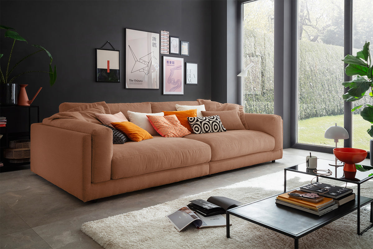 KAWOLA Big Sofa RAINA Cord rost, 294 x 150
