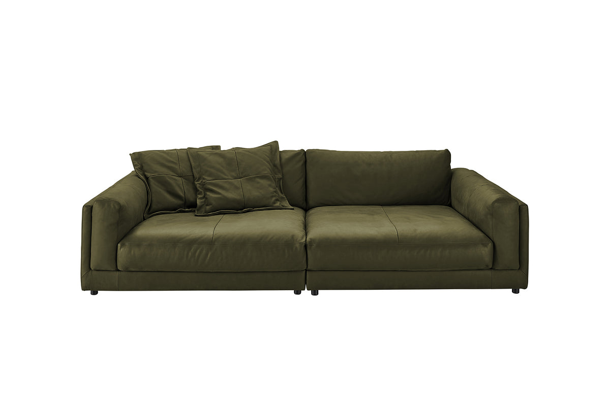 KAWOLA Big Sofa RAINA Leder olivgrün