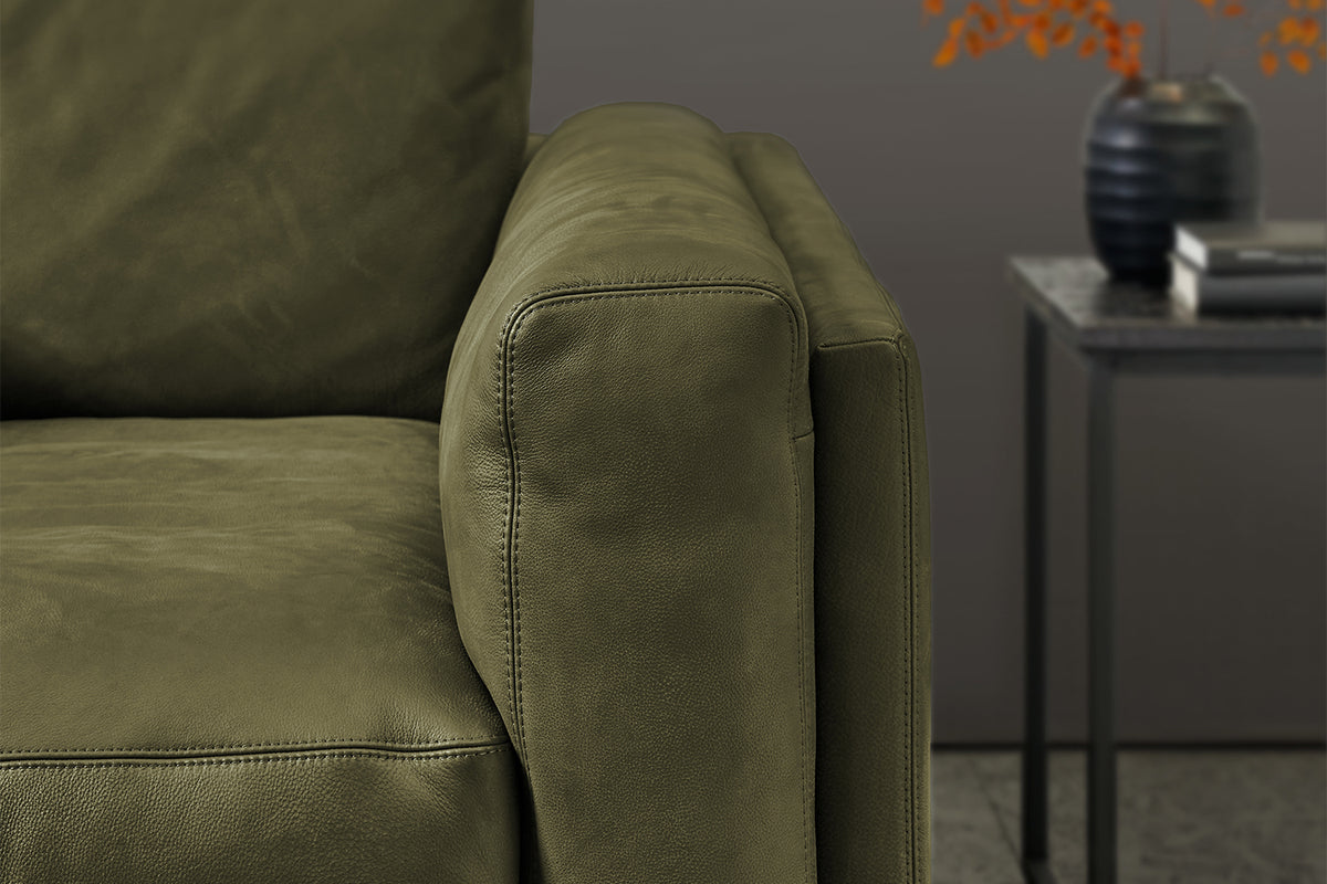 KAWOLA Big Sofa RAINA Leder olivgrün