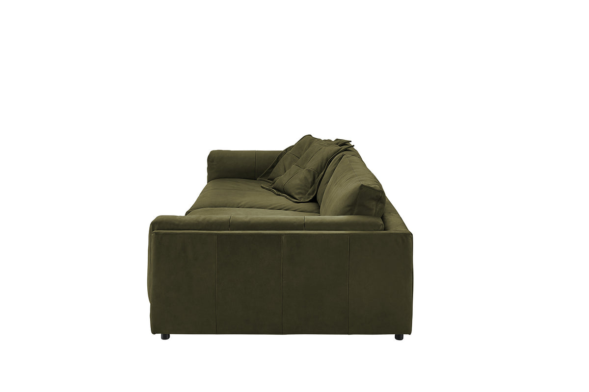 KAWOLA Big Sofa RAINA Leder olivgrün