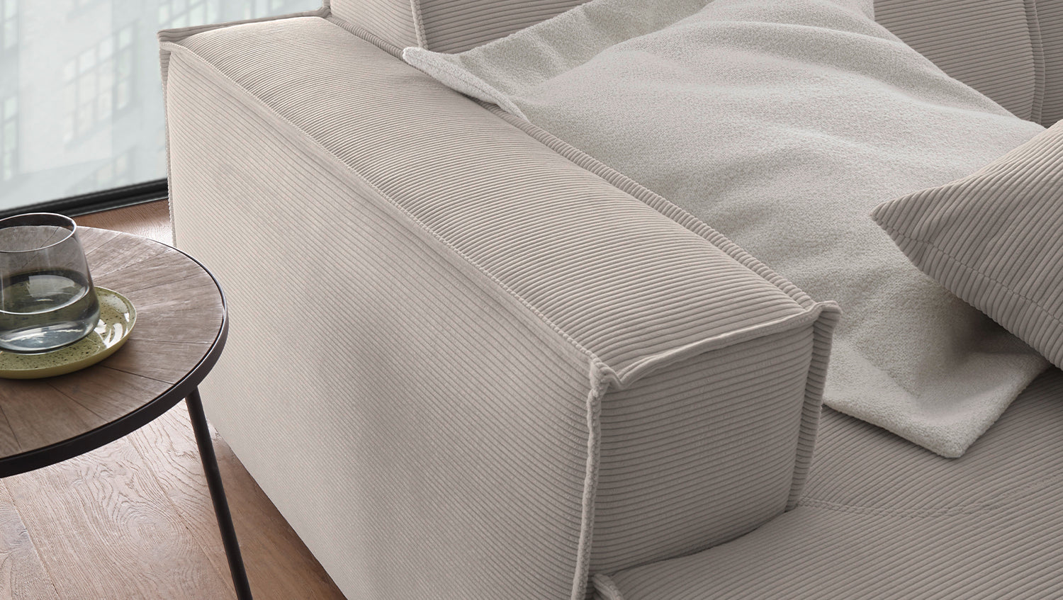 KAWOLA Big Sofa SAMU Feincord beige