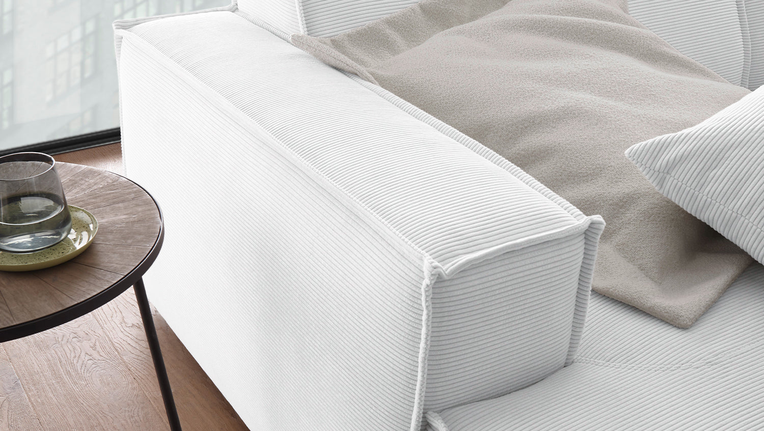 KAWOLA Big Sofa SAMU Feincord weiß