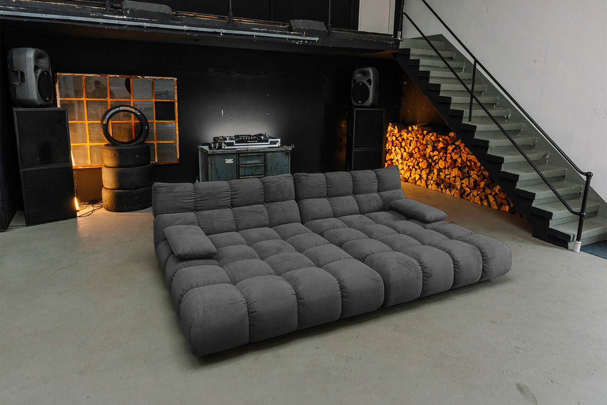 KAWOLA Big Sofa VIVIEN Feincord anthrazit