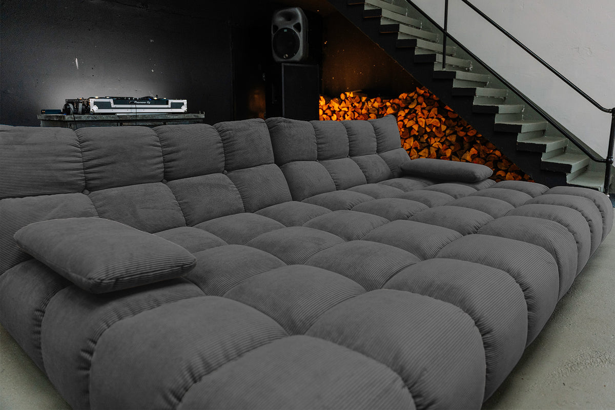 KAWOLA Big Sofa VIVIEN Feincord anthrazit