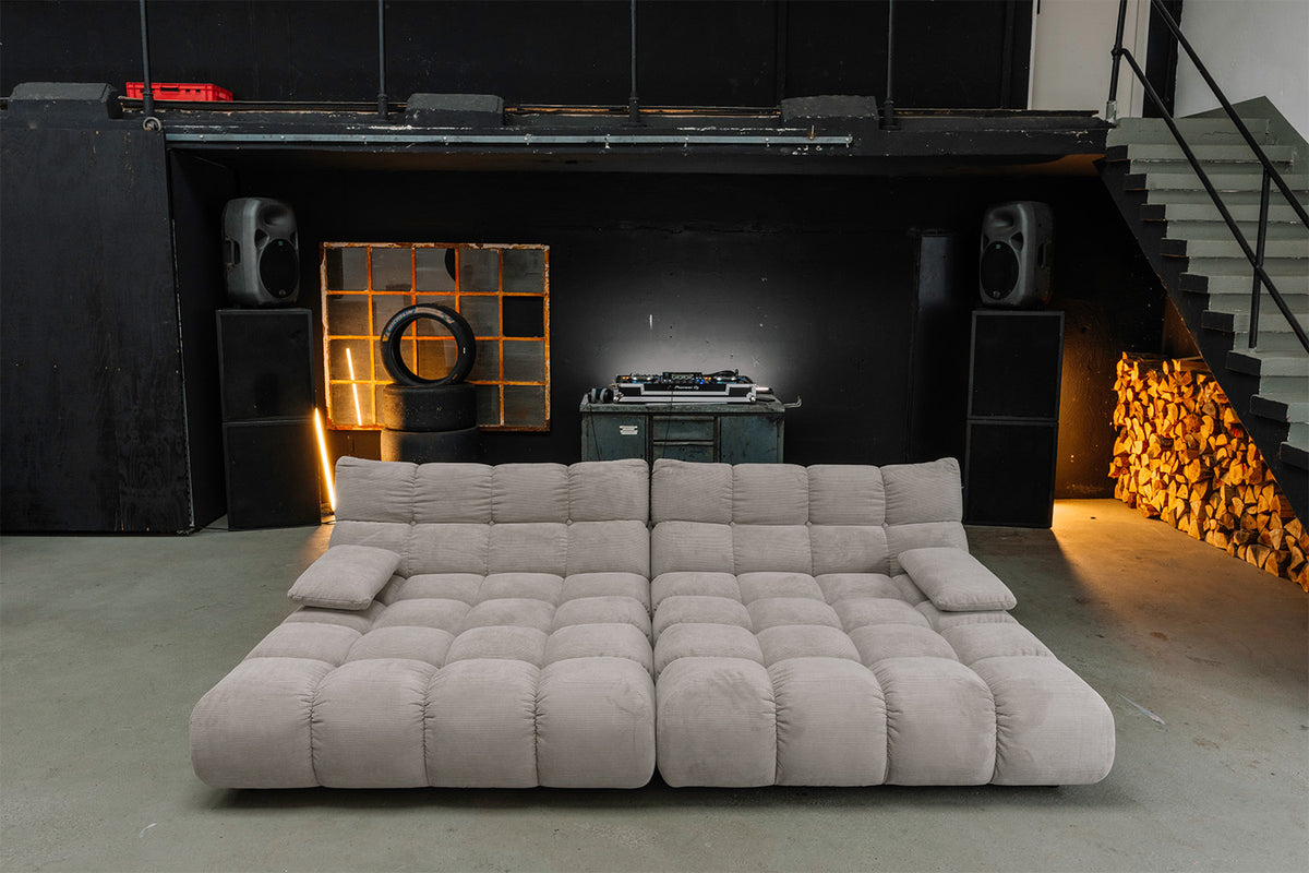 KAWOLA Big Sofa VIVIEN Feincord grau