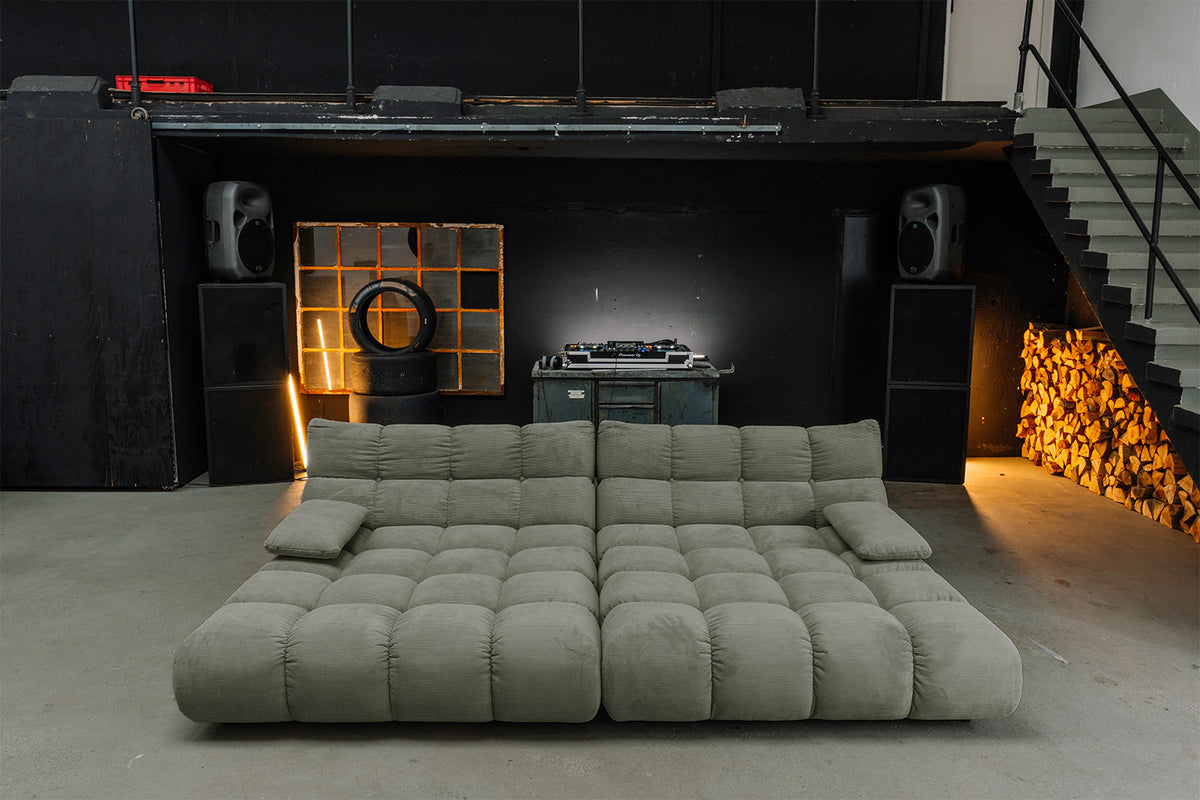KAWOLA Big Sofa VIVIEN Feincord olivgrün