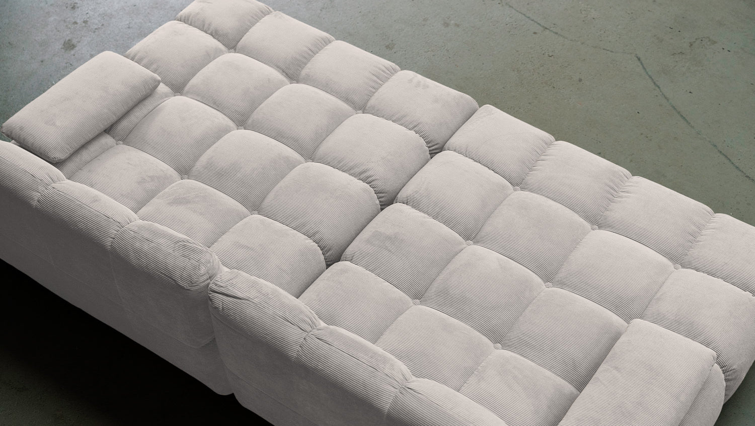 KAWOLA Big Sofa VIVIEN Feincord silber