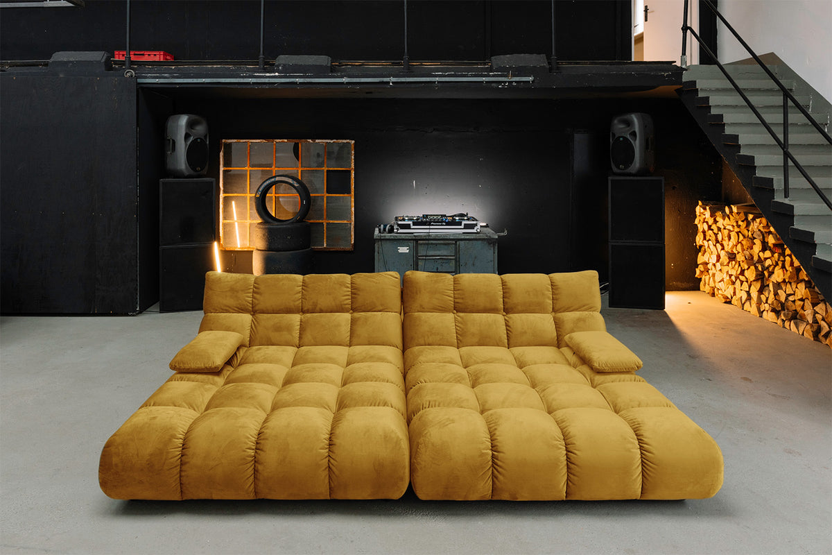 KAWOLA Big Sofa VIVIEN Velvet curry