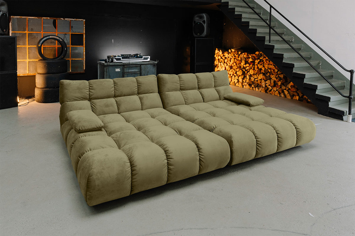 KAWOLA Big Sofa VIVIEN Velvet oliv