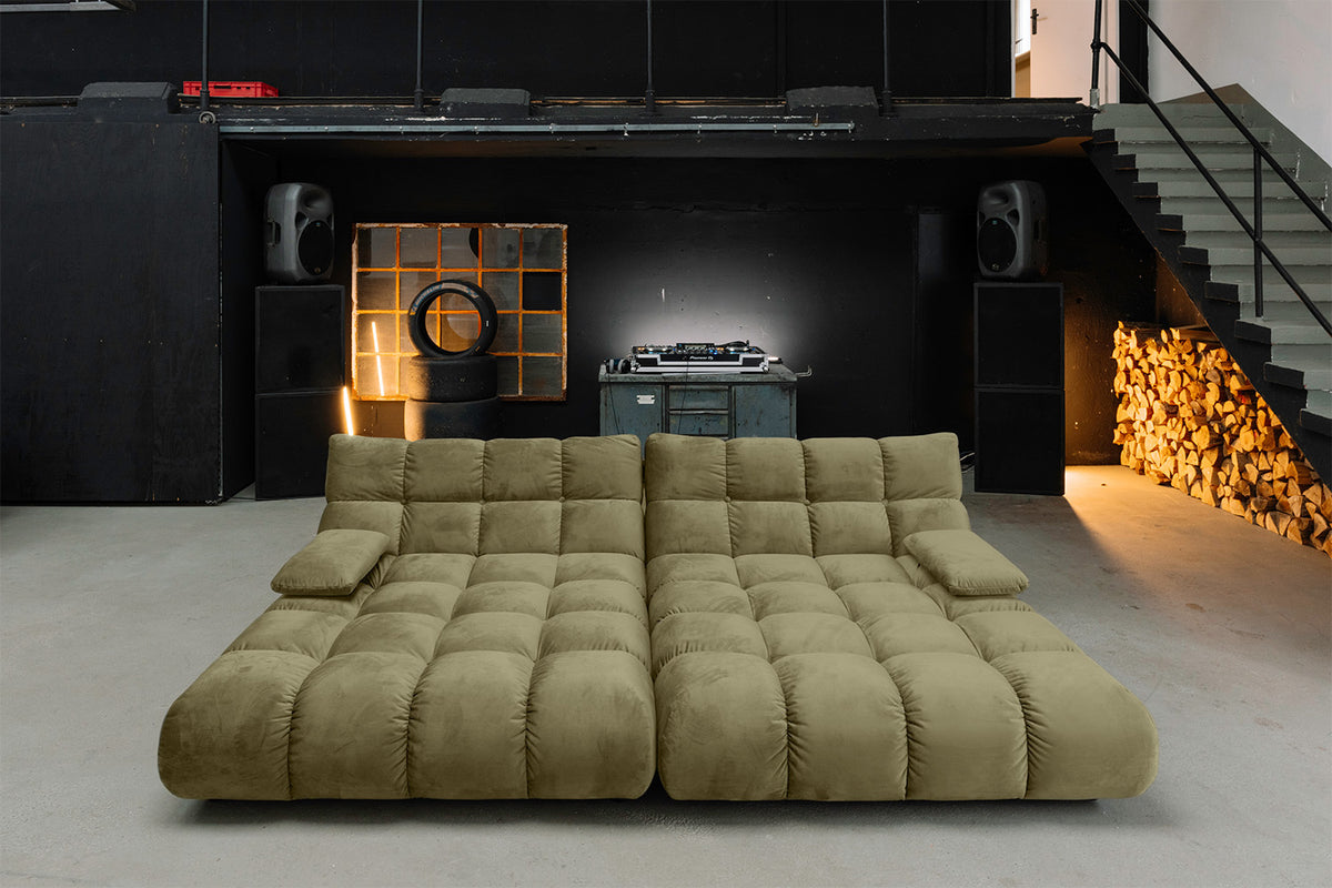 KAWOLA Big Sofa VIVIEN Velvet oliv