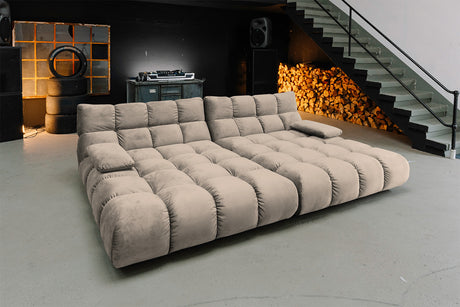 KAWOLA Big Sofa VIVIEN Velvet sand