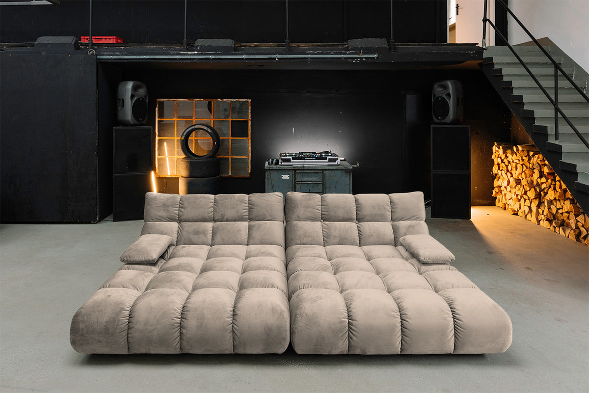 KAWOLA Big Sofa VIVIEN Velvet sand