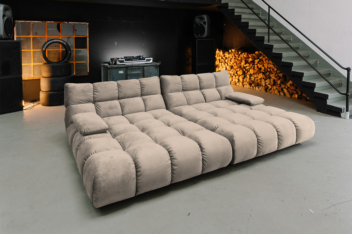 KAWOLA Big Sofa VIVIEN Velvet sand