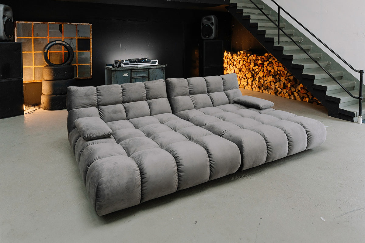 KAWOLA Big Sofa VIVIEN Velvet stone
