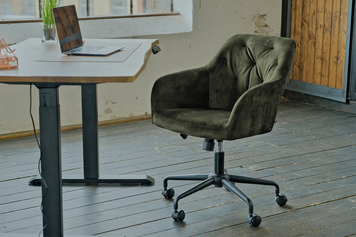 KAWOLA Bürostuhl KAYA Schreibtischstuhl Velvet moosgrün