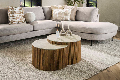 KAWOLA Couchtisch DESEADO Set 2-tlg. Keramik weiß