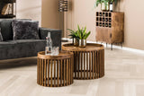 KAWOLA Couchtisch LANI Set 2-tlg. Mangoholz braun Fuß rund