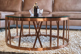 KAWOLA Couchtisch MELLA Tisch Glas Gestell rosé gold