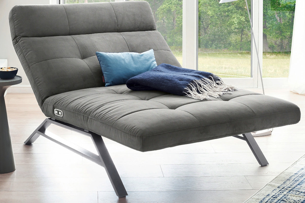 KAWOLA Doppelliege AMERIVA Relaxliege Maxi Velvet silber