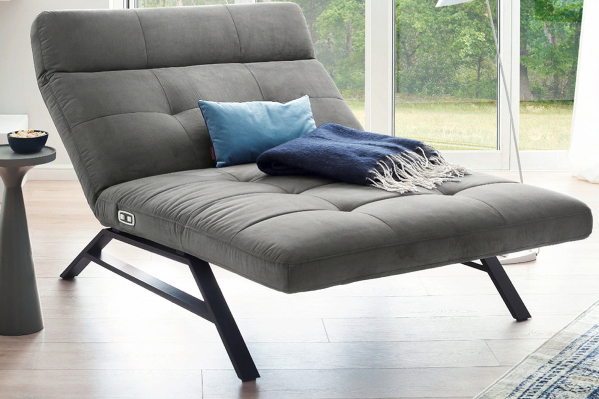 KAWOLA Doppelliege AMERIVA Relaxliege Maxi Velvet silber