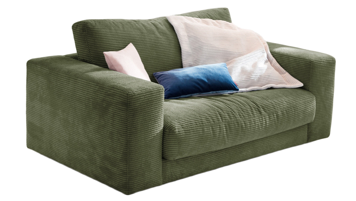 KAWOLA Doppelsessel MADELINE Loveseat Cord olivgrün