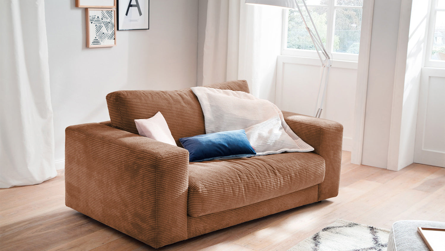 KAWOLA Doppelsessel MADELINE Loveseat Cord rost