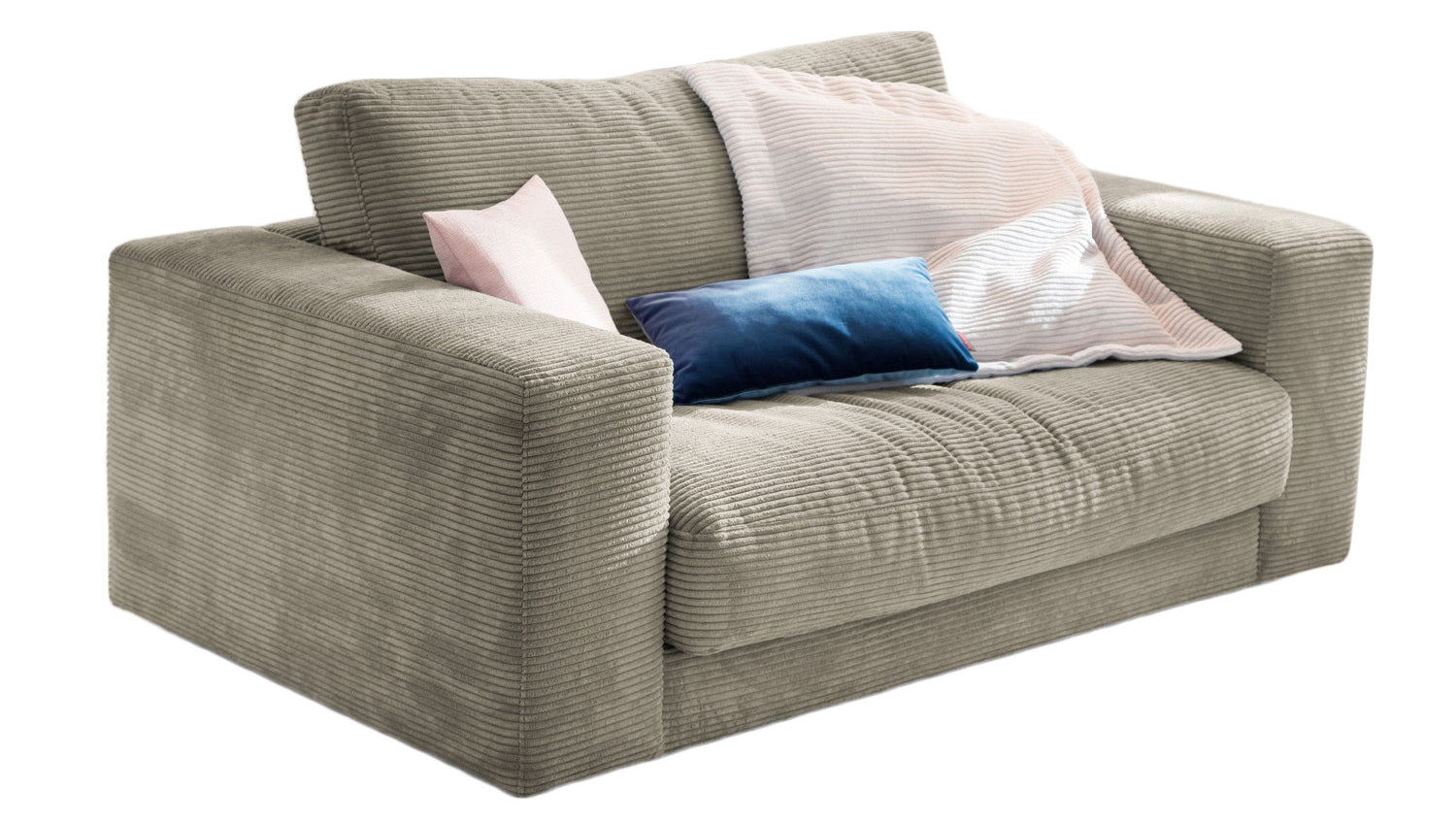 KAWOLA Doppelsessel MADELINE Loveseat Cord steingrau