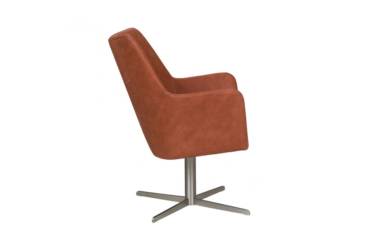 KAWOLA Drehsessel JELIA Sessel Leder cognac versch. Fußfarben