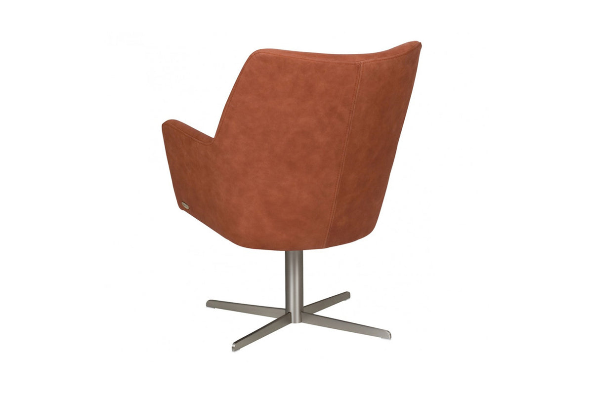 KAWOLA Drehsessel JELIA Sessel Leder cognac versch. Fußfarben, Silber