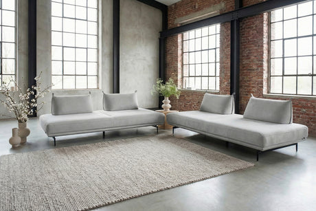 KAWOLA Ecksofa CANE Schlafsofa Daybed Stoff grau