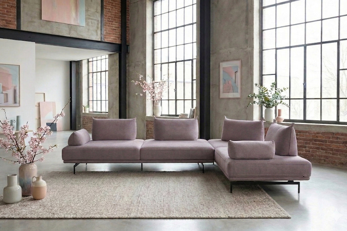 KAWOLA Ecksofa CANE Schlafsofa Daybed Stoff lila