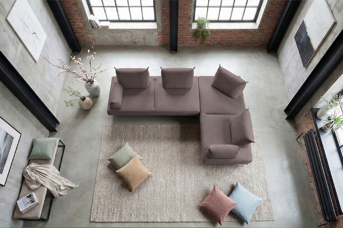 KAWOLA Ecksofa CANE Schlafsofa Daybed Stoff lila