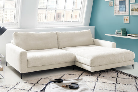 KAWOLA Ecksofa CARA Sofa Cord cremeweiß