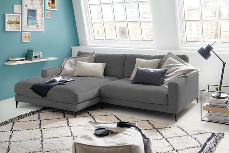 KAWOLA Ecksofa CARA Sofa Cord grau, Links