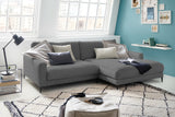 KAWOLA Ecksofa CARA Sofa Cord grau, Rechts