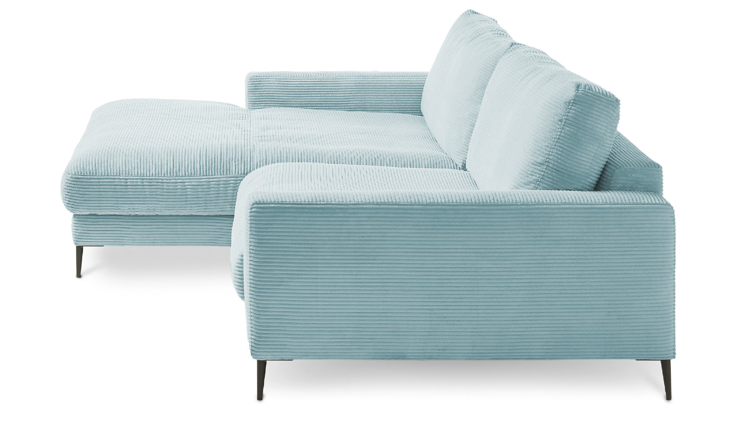 KAWOLA Ecksofa CARA Sofa Cord hellblau