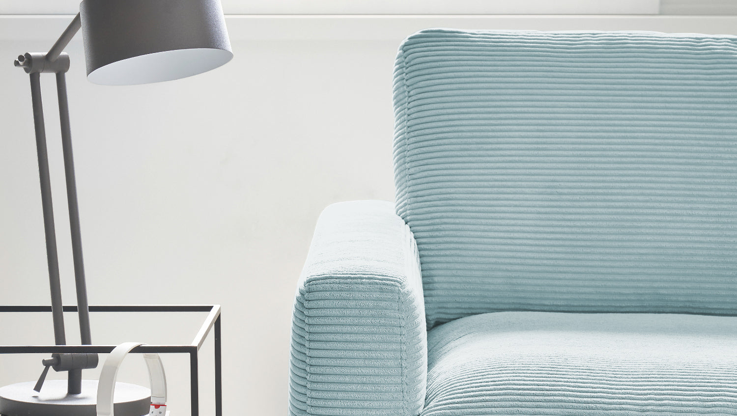 KAWOLA Ecksofa CARA Sofa Cord hellblau