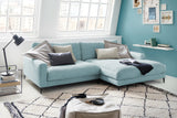 KAWOLA Ecksofa CARA Sofa Cord hellblau, Rechts
